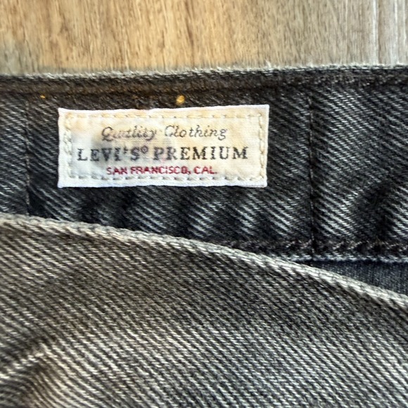 Levi's Premium Black 501 Spliced Straight Leg Color Block Raw Hem Jeans Sz 26/30 - Picture 2 of 10